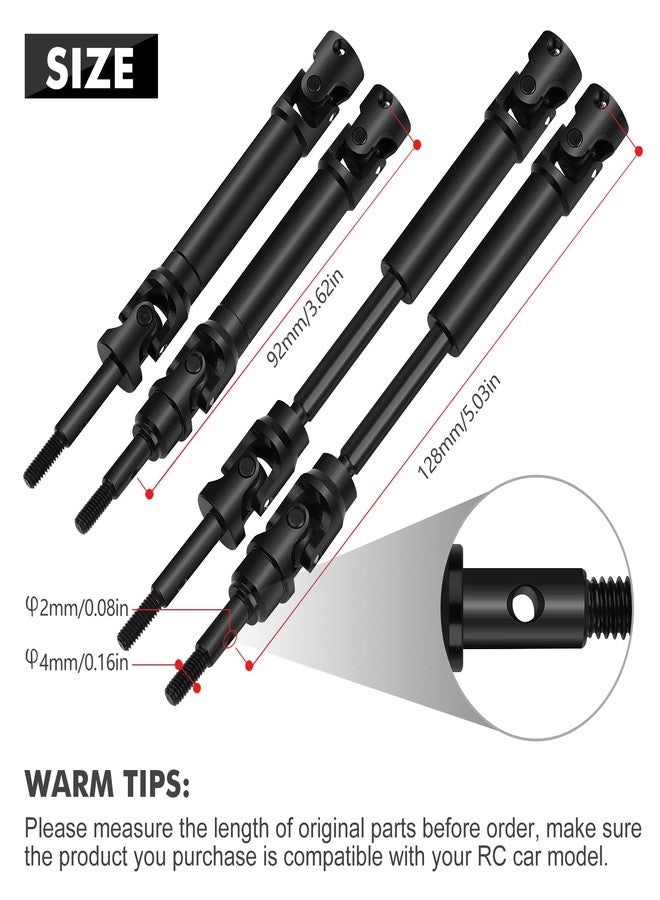 مجموعة أعمدة نقل الحركة الأمامية والخلفية CVD (4 قطع) متوافقة مع سيارات Traxxas Slash/Rustler/Stampede/Hoss VXL 4X4 2WD Platinum Ultimate RC بمقياس 1/10، محاور شديدة التحمل، بديل للرقمين 6851 و6852، قطع غيار محدثة - Image 2